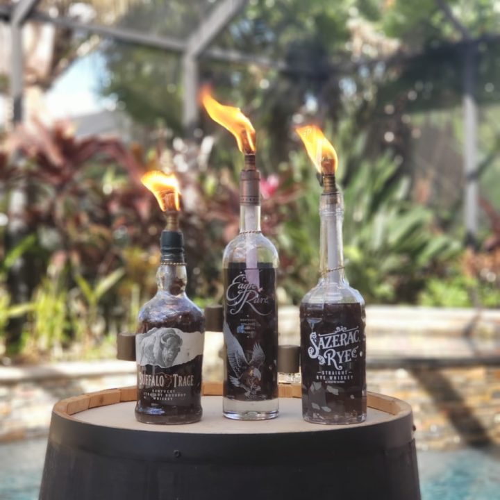 Create Tiki Torches From Used Bourbon Bottles