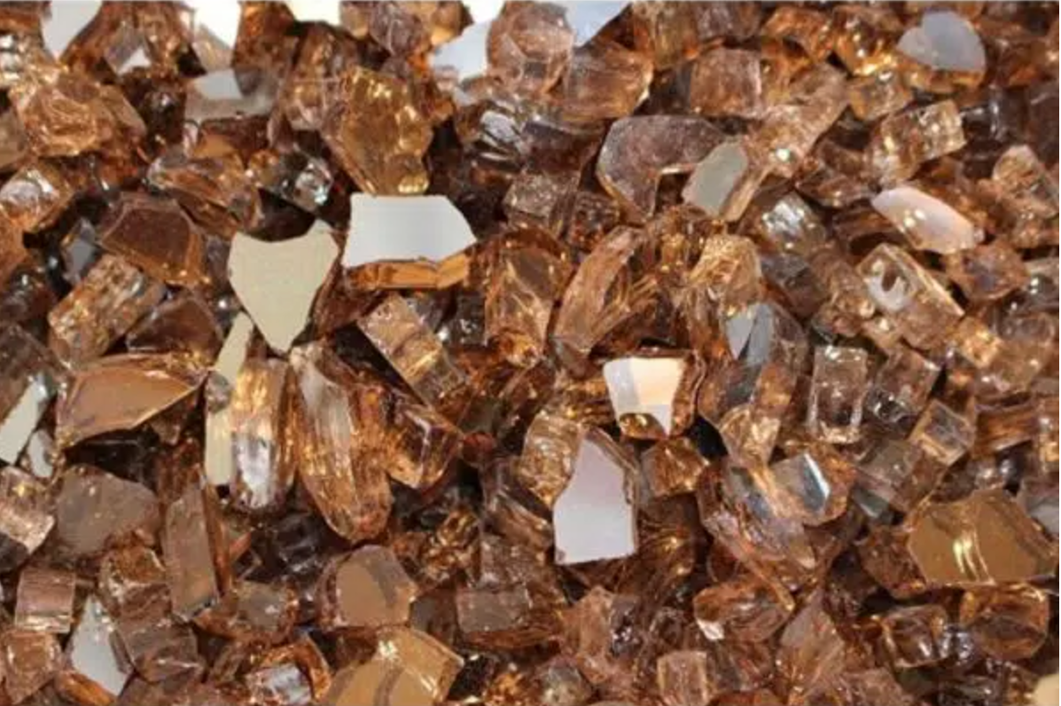 Amber crushed fire glass